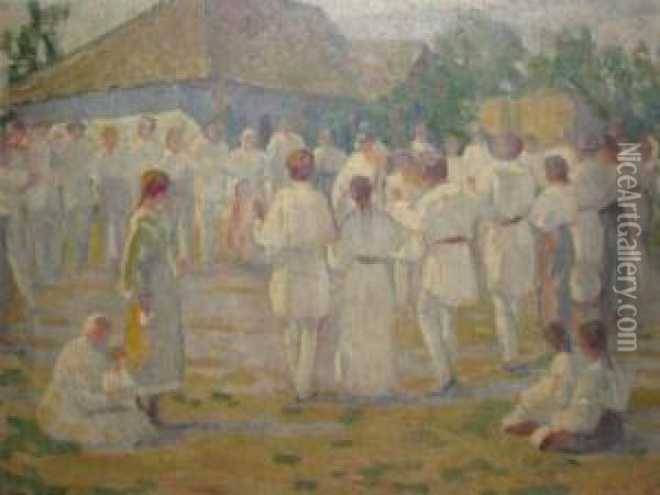 Hora Taraneasca Oil Painting - Gore Mircescu