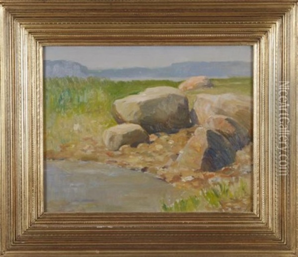 Rocky Shore, Lloyd's Harbor, Long Island Oil Painting - William Langson Lathrop