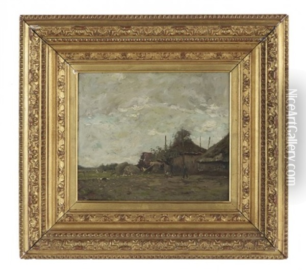 Farmstead Oil Painting - Henry Ward Ranger