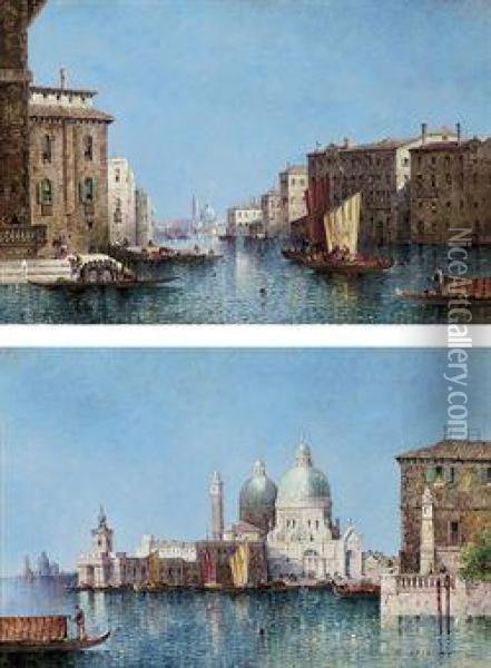 Santa Maria Della Salute From The Bacino; And The Grand Canal,venice Oil Painting - William Meadows