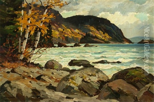 Autumn Coastline Oil Painting - Tom Robertson