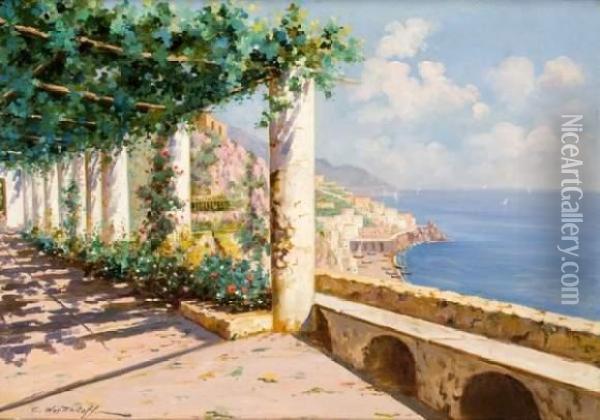 Bord De Mer A Capri Oil Painting - Constantin Alexandr. Westchiloff