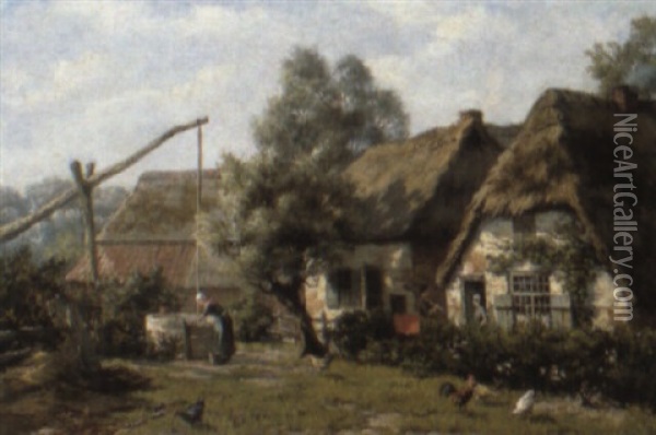 The Villager Well Oil Painting - Hendrik Gerard ten Hoet