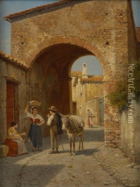 Un Coin Narini (italie) Oil Painting - Jacques Francois Carabain