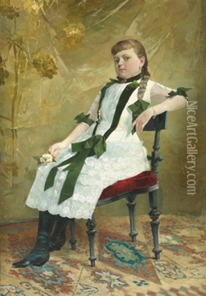 Portrait De Petite Fille Oil Painting - Vaclav Brozik