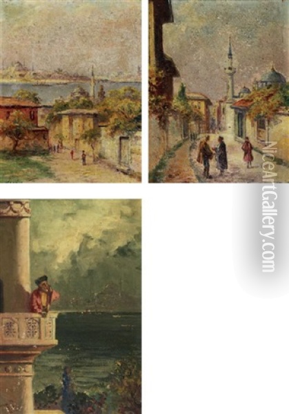 Istanbul (+ 2 Others; Smllr; Set Of 3) Oil Painting - Halid Naci