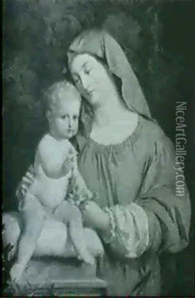 Madonna Mit Kind Oil Painting - Hermann Nigg