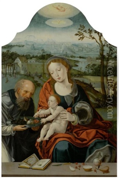 Heilige Familie Vor Einer Weiten Landschaft Oil Painting - Pieter Coecke van Aelst the Elder