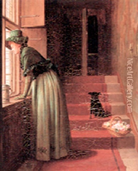 An Unexpected Visitor Oil Painting - Edwin Hughes
