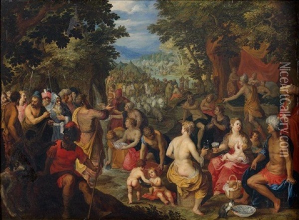 Le Frappement Du Rocher Oil Painting - Hendrik van Balen the Elder
