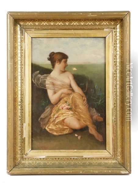 Psyche With A Butterfly Oil Painting - Wilhelm Kray