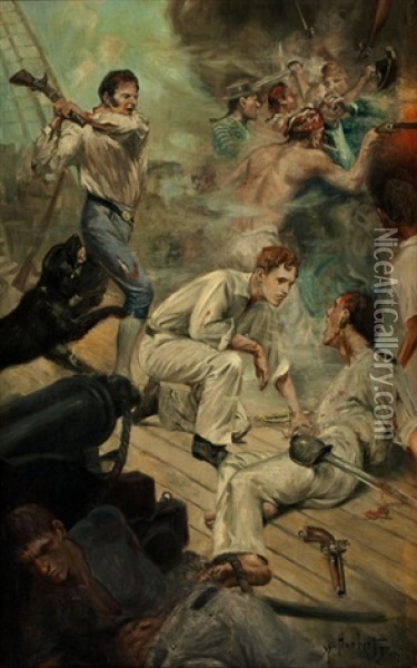 Nelson's Yankee Boy, Book Illustration Oil Painting - William Herbert Dunton