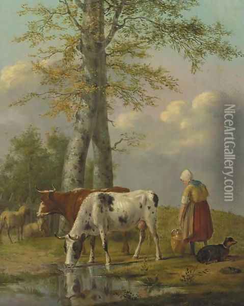 Milking time Oil Painting - Anthony Oberman