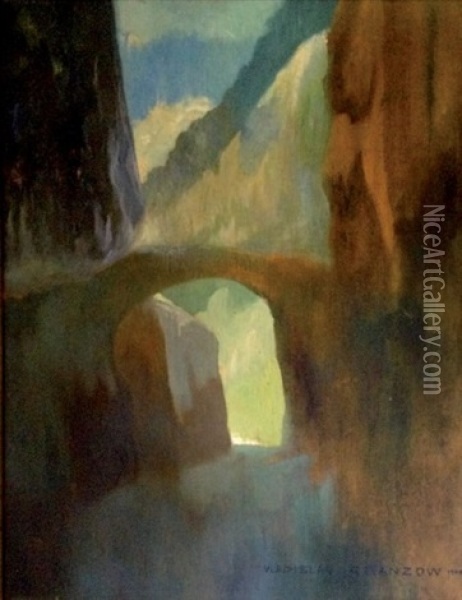 Le Pont Dans La Montagne Oil Painting - Vladimir Vladyslaw Granzow