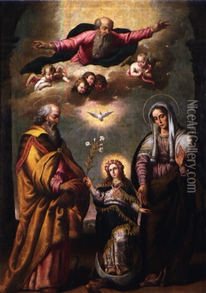 Sagrada Familia Oil Painting - Lorenzo Aguirre de