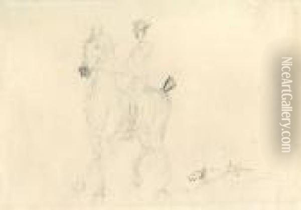 Recto - Cavalier / Verso - Cheval Oil Painting - Henri De Toulouse-Lautrec