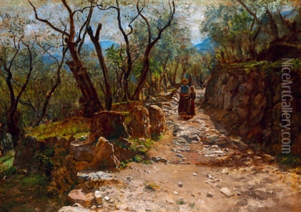 Rocky Path Oil Painting - Emil Jacob Schindler