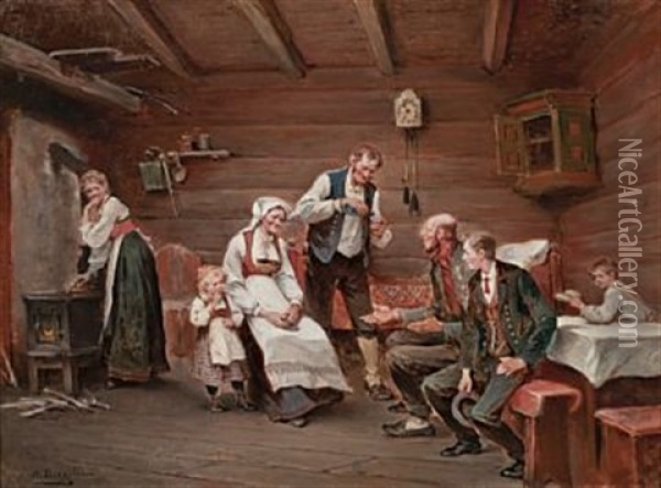 Erindring Om Drammen 1879, Hardanger Oil Painting - Nils Nilsen Bergslien