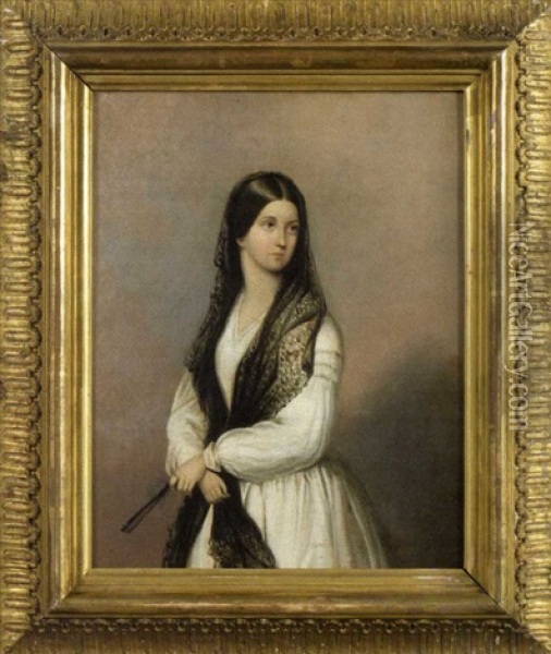 Portrait Of Miss Stebbins Of New York Oil Painting - Samuel Stillman Osgood