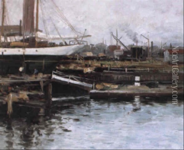 The Shamrock At Newport Oil Painting - Charles Paul Gruppe
