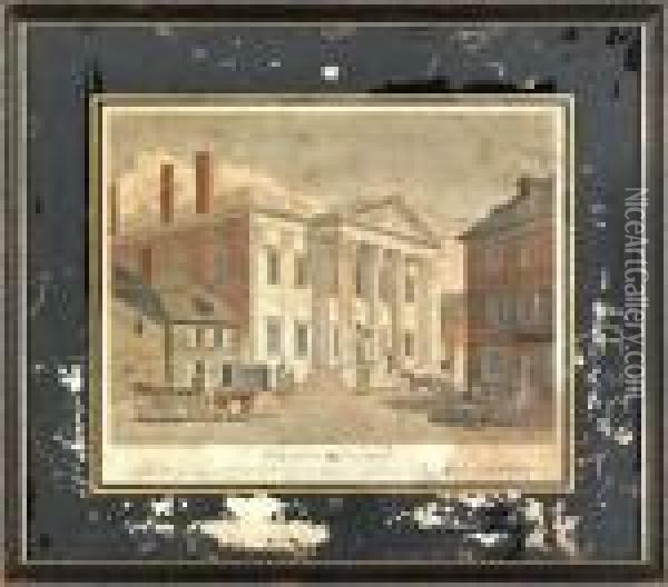 Girard's Bank, Philadelphia Oil Painting - William Russel Birch