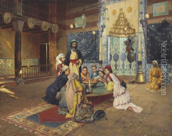 La Charite Chez Les Derviches A Scutari Oil Painting - Rudolf Ernst