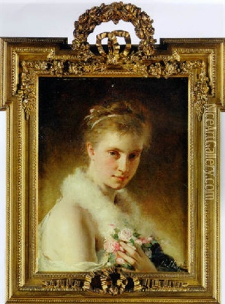 La Jeune Fille Aux Roses Oil Painting - Charles Joshua Chaplin