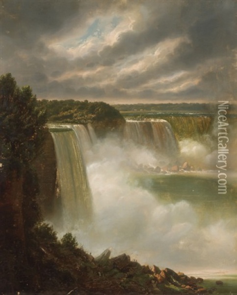 Cloudy Day, Niagara Falls Oil Painting - Ferdinand Richardt