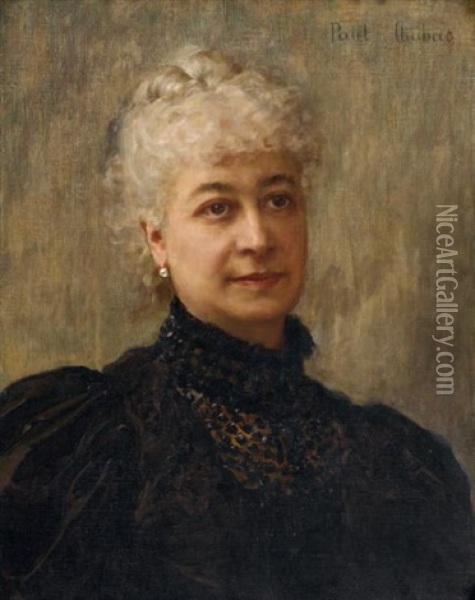Portrait De Femme A La Robe Noire Oil Painting - Paul Emile Chabas