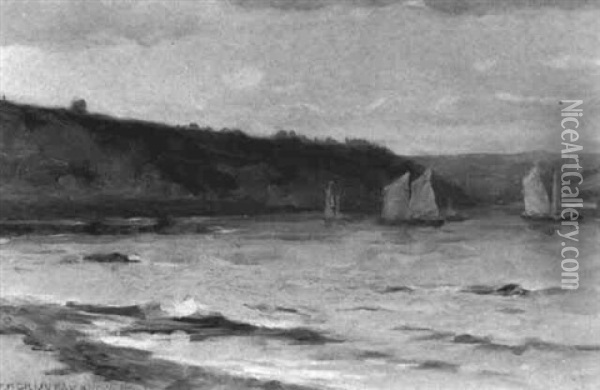 Coastal Scene With Sailboats Oil Painting - Farquhar McGillivray Strachen Knowles