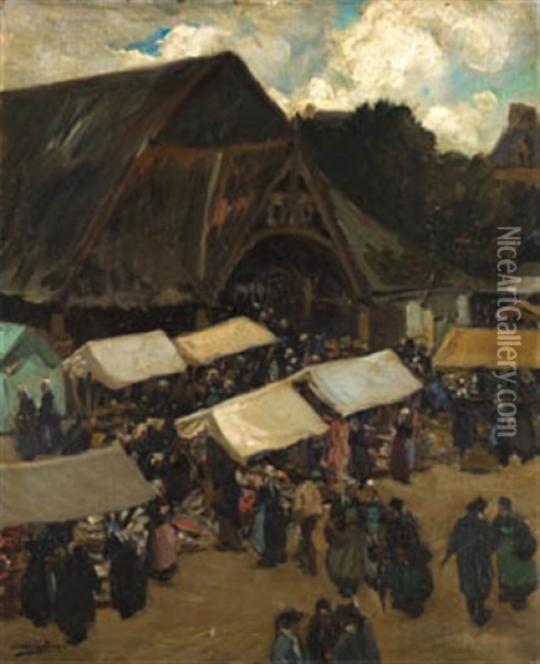 Mercado Breton Oil Painting - Alvaro Alcala Galiano
