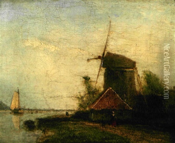 Moulin An Bord De Riviere Oil Painting - Johan Barthold Jongkind