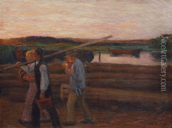 Evening Oil Painting - Otto Heinrich Engel