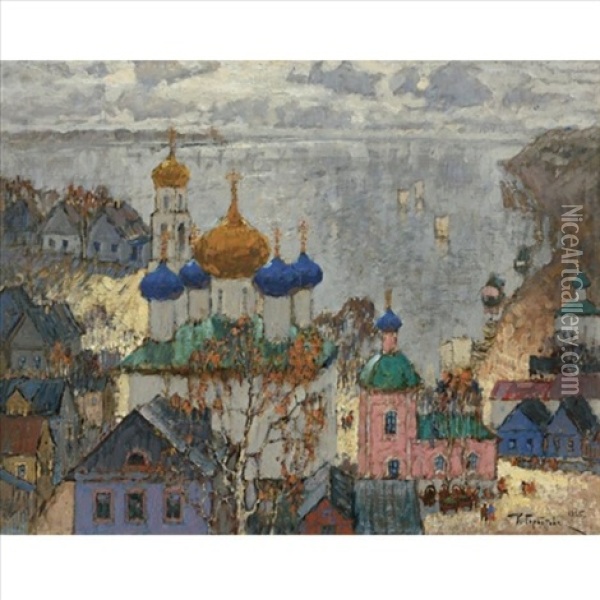 Volga Oil Painting - Konstantin Ivanovich Gorbatov