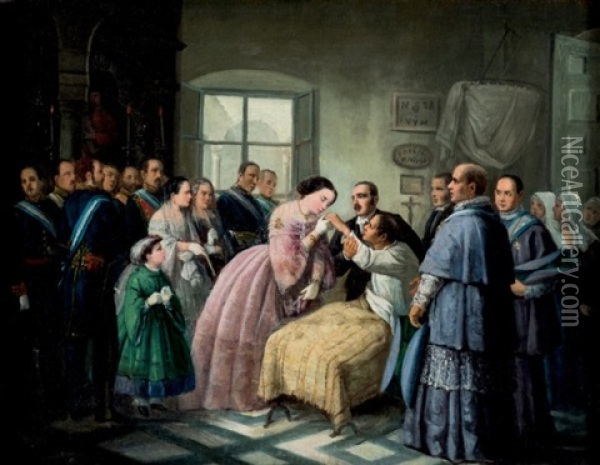 Visita De La Reina Oil Painting - Federico de Madrazo y Kuntz