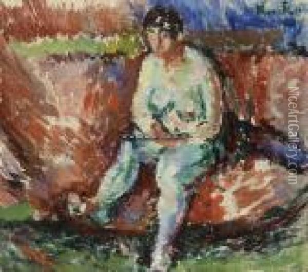 Liten Akt I Sofa Oil Painting - Ludwig Peter Karsten