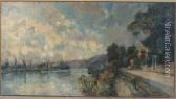 La Seine Aux Environs Decroisset Oil Painting - Albert Lebourg