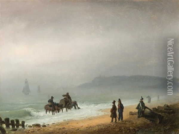 Bord De Mer : La Rade Du Havre Oil Painting - Francois Grenier de Saint Martin