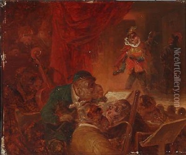 Theatre Scene With Monkeys Oil Painting - Zacharias Noterman