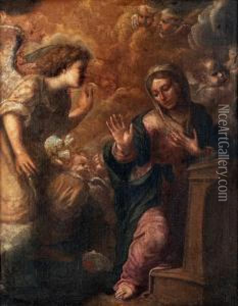 Annunciation Oil Painting - Andrea Vaccaro