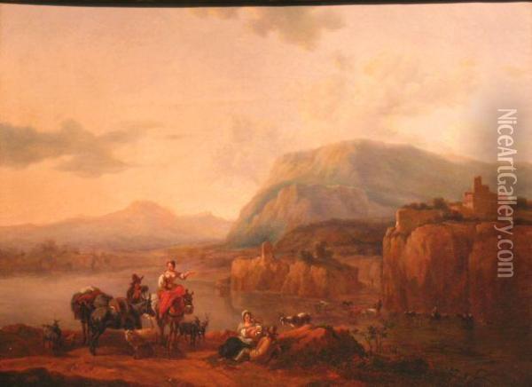 An Italianate Landscape Oil Painting - Victor Emile Cartier