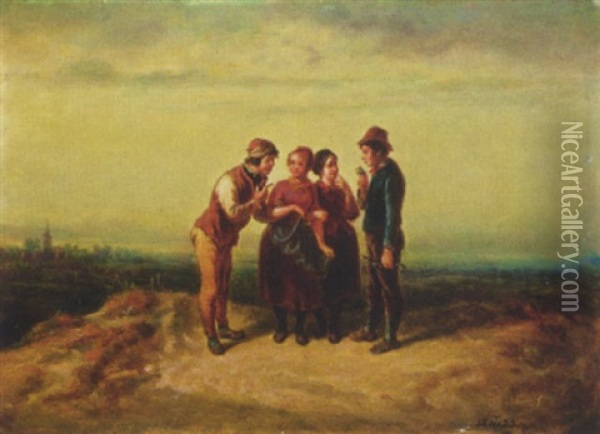 Stelldichein Auf Dem Lande Oil Painting - Theodor (Fried. Wilhelm Heinrich Th.) Hosemann