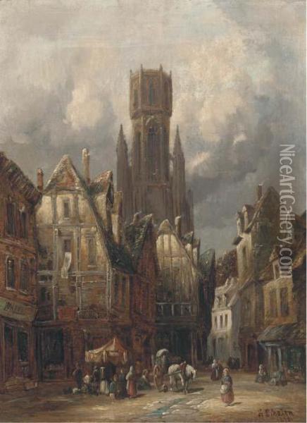Bruges; And Antwerp, Belgium Oil Painting - Henry Thomas Schafer