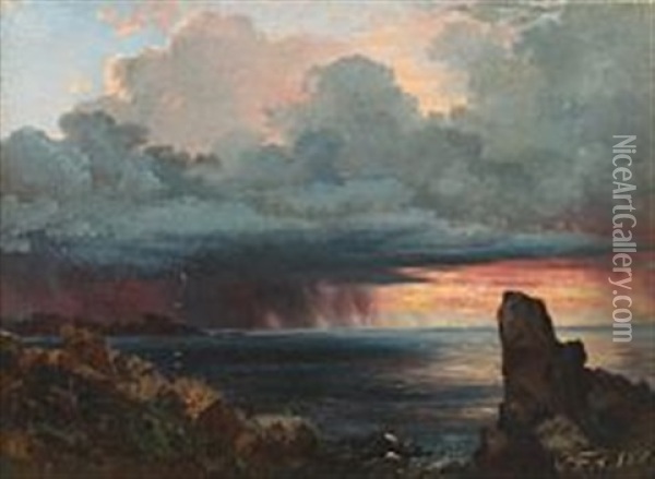 Coastal Scenery At Kullen, Sweden Oil Painting - Carl Frederik Peder Aagaard