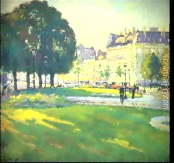 Rond Point Des Champs Elysees Oil Painting - Jules Ernest Renoux