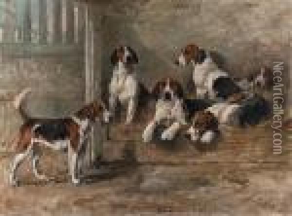 Harriet, Norah, Harper, Hornpipe, Norman And Nigel Oil Painting - John Emms