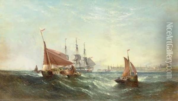 A Summer Morning Off Sheerness Oil Painting - William Calcott Knell