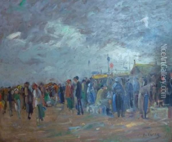 Le Marche Aux Puces, Ou Kermesse Oil Painting - Eugene Lelievre
