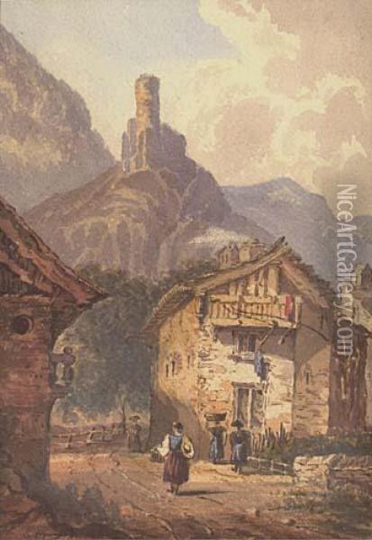 View Of An Apline Village Oil Painting - Samuel Prout