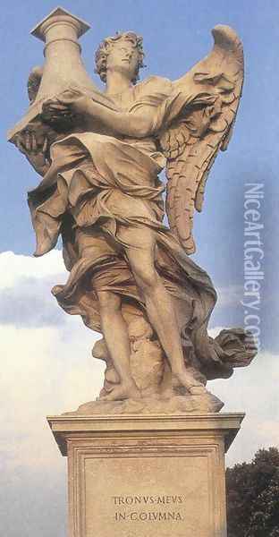 Angel with the Column (front view) Oil Painting - Antonio Raggi